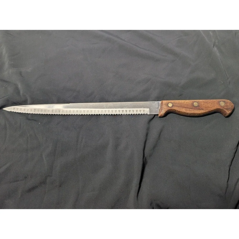 Wellington Swords Serrated Bread Slicing Knife Vintage Wood Handle 14.5...